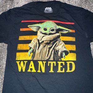 Star Wars Baby Yoda Black Cotton Tee Shirt - Size Small